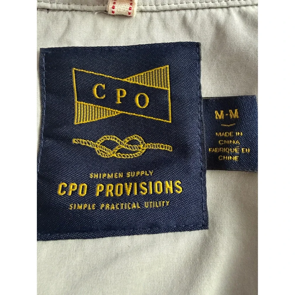 CPO Provisions Shipmen Supply Tan Khaki Zip Front Snap Trench Coat Jacket Size M